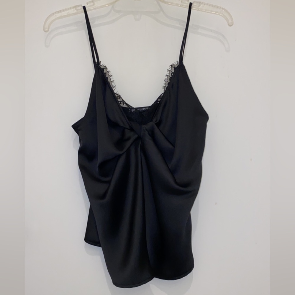 Zara Satin Knotted Cropped Tank Top